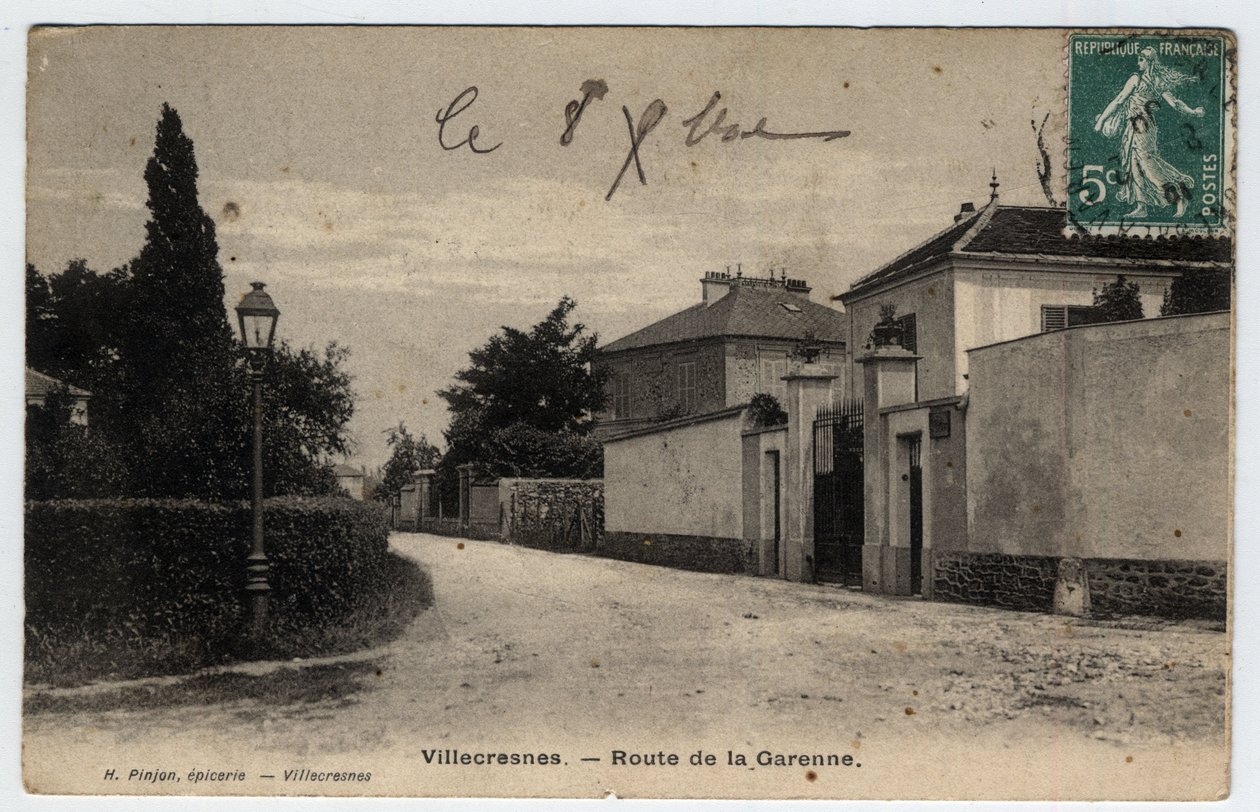Ile de France, Val de Marne (94), Villecresnes: Garenne út – 1909-es levelezőlap alkotó: Unbekannt