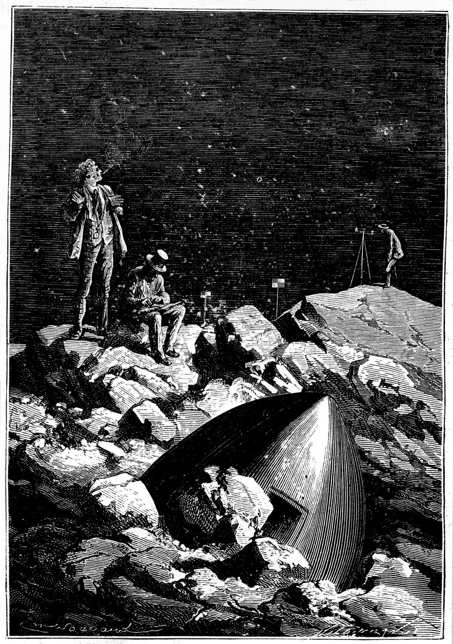 Illusztráció: Jules Verne: A Földtől a Holdig, 1865 alkotó: Unbekannt