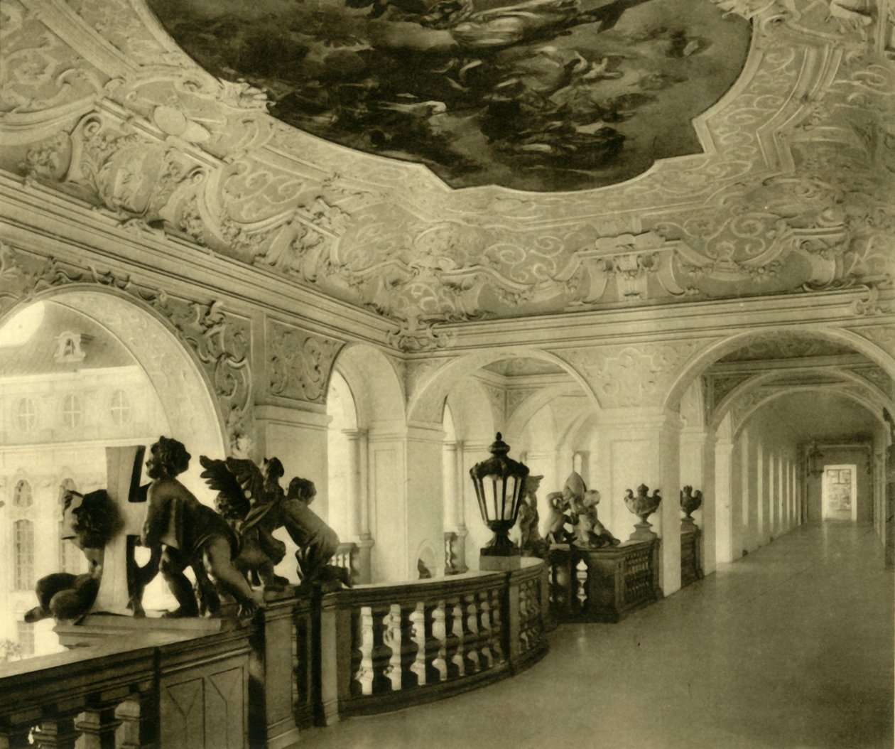 Császári lépcsőház, Szent Flórián kolostor, Sankt Florian, Felső-Ausztria, 1935. alkotó: Unbekannt