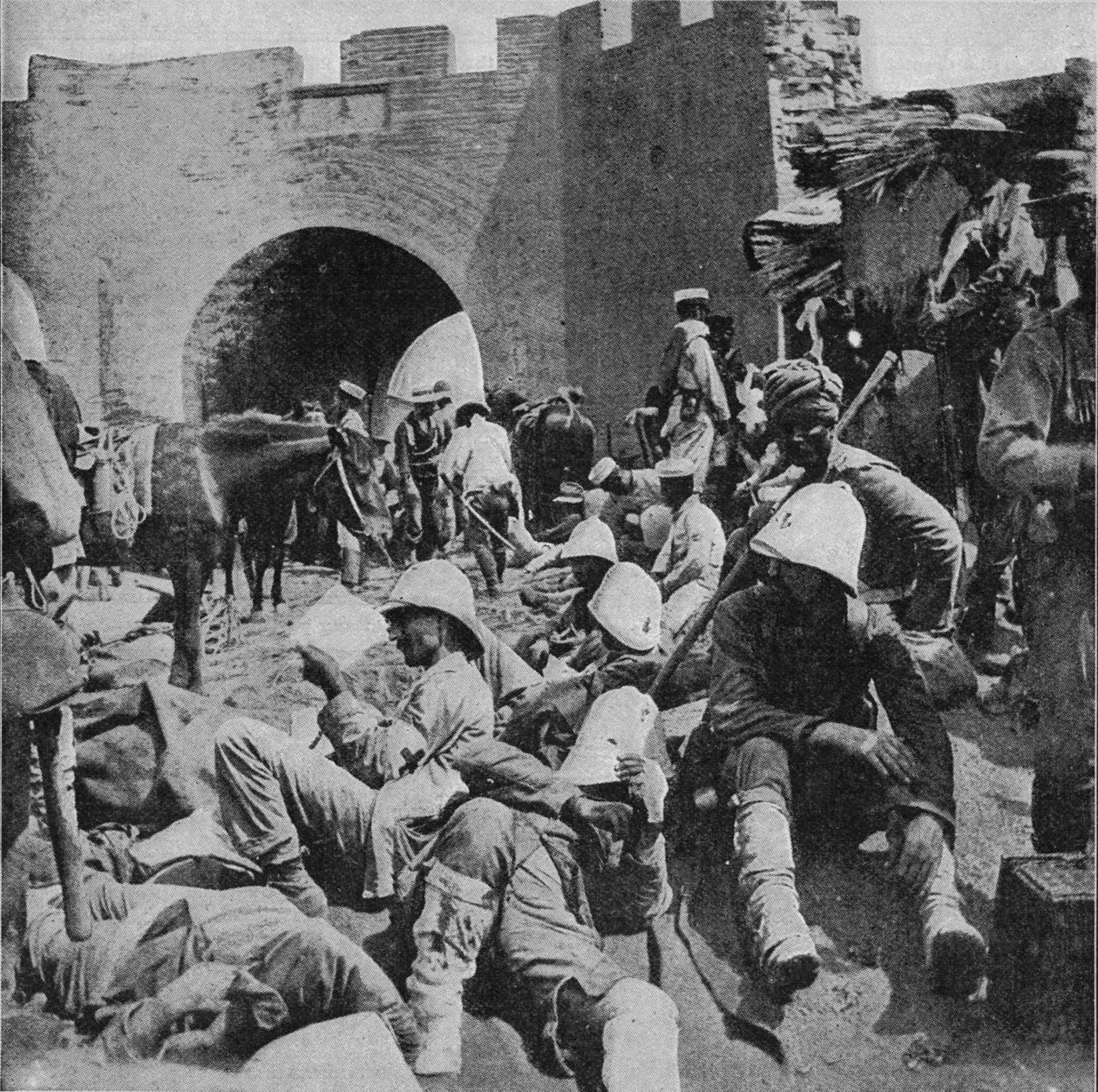 Virágos földön – A szövetségesek sebesültjei a Sárkapunál, Tientsin, 1900 alkotó: Unbekannt