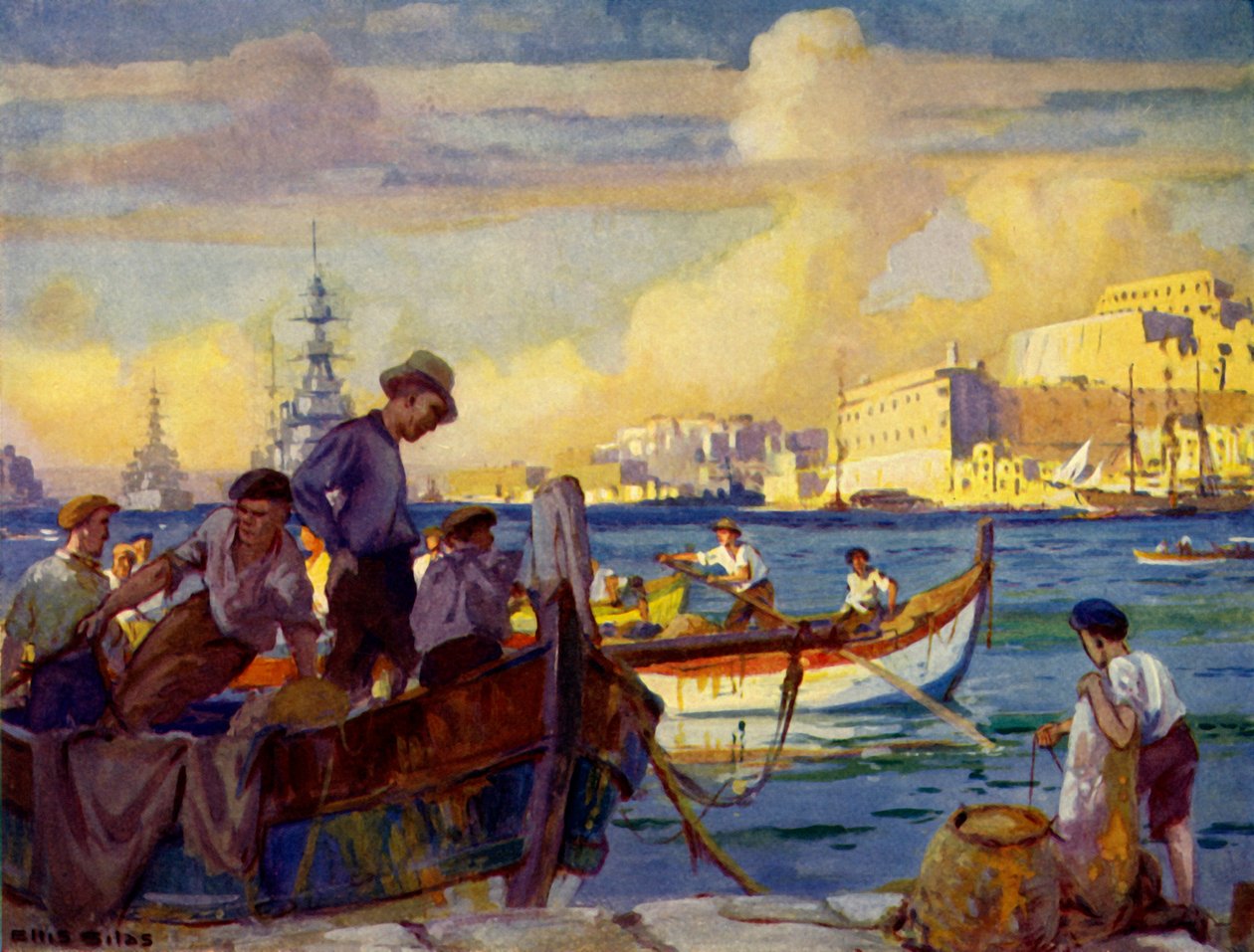 A Vallettai Nagy Kikötőben, Máltán, 1948. alkotó: Unbekannt
