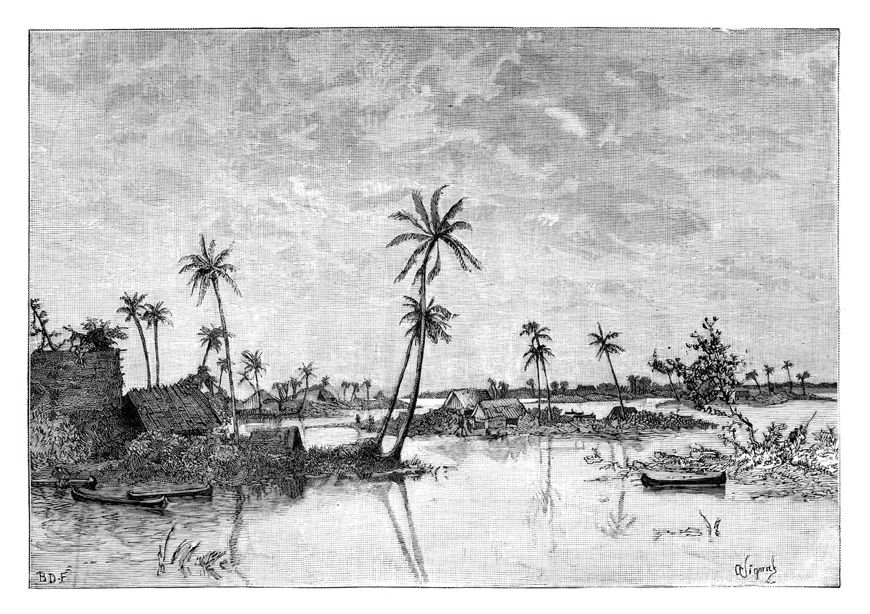 Indiai település a San Blas-öböl szigetein, 1890 körül alkotó: Unbekannt