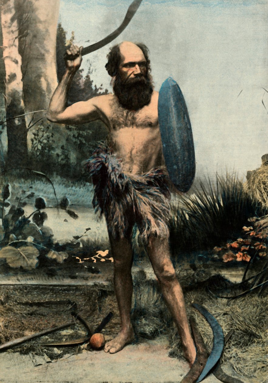 Ausztrál őslakos Arme Du Boomerang, Bumeránggal felfegyverzett őslakos, 1900. alkotó: Unbekannt