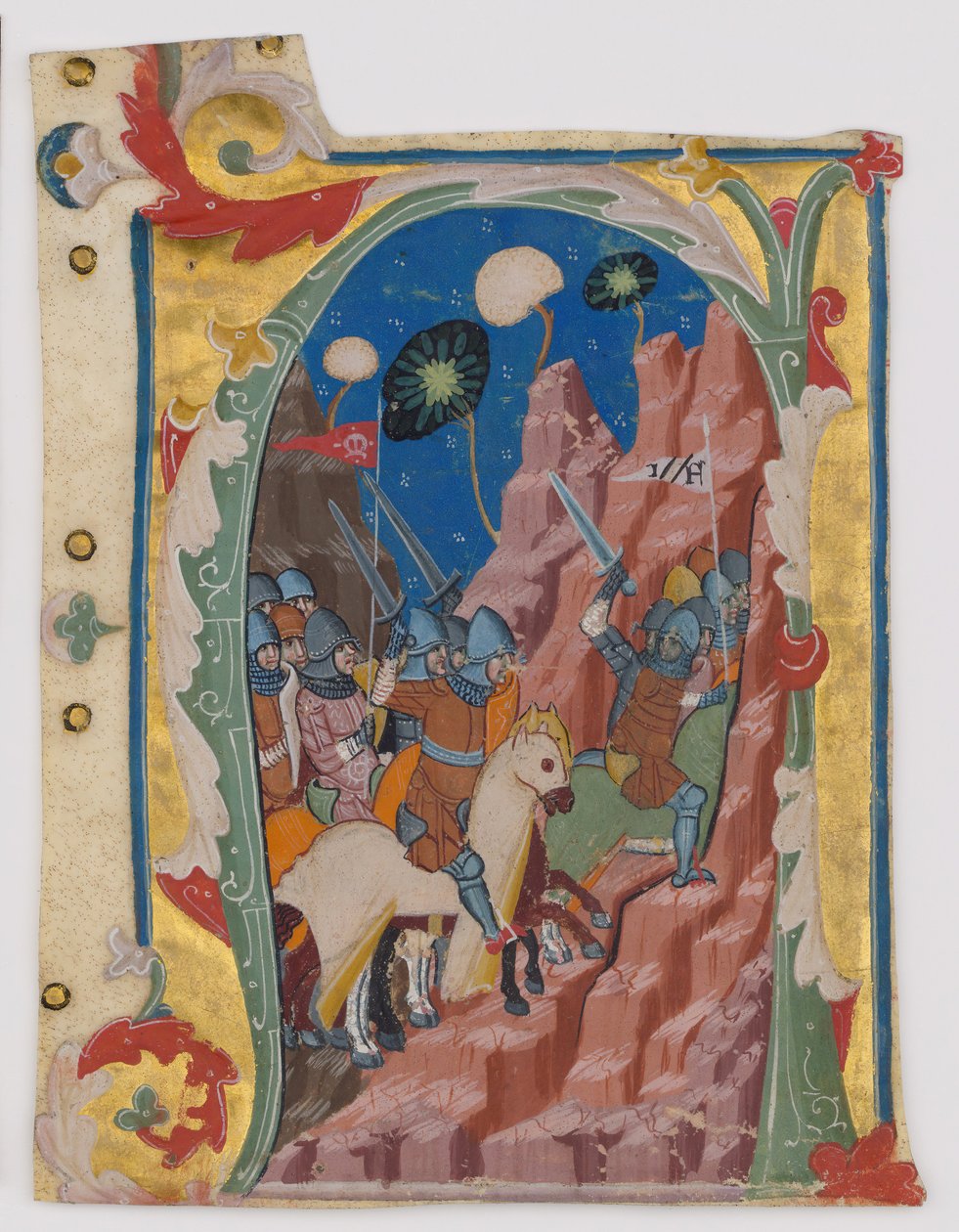 A kezdőbetű a Makkabeusok csatájával, olasz, kb. 1360-70. alkotó: Unbekannt