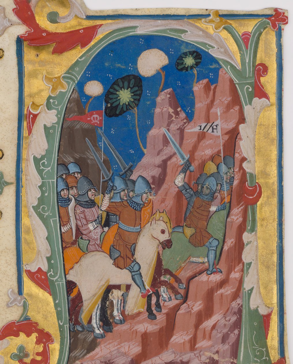 A kezdőbetű a Makkabeusok csatájával, kb. 1360-70. alkotó: Unbekannt