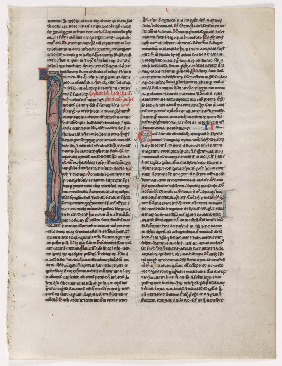 Initial I: Entwined Beast and Serpent: Leaf from a Biblia 2 of 2 Excised Leaves, c. 1225-1250. alkotó: Unbekannt