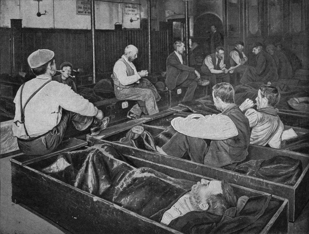 Inside Medland Hall hajléktalanszálló, Ratcliff, London, 1900 1901 alkotó: Unbekannt