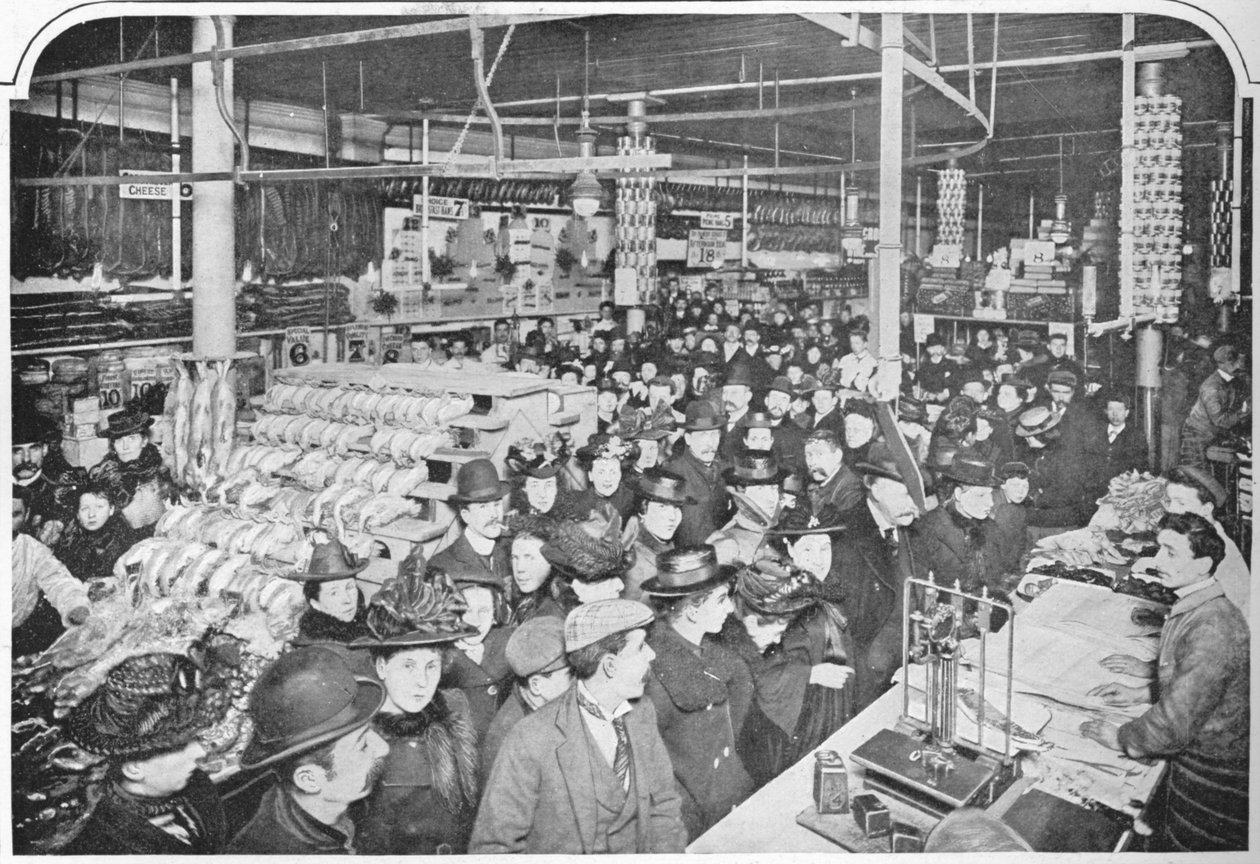 Egy nagy élelmiszerbolt belsejében, Hammersmith, London, 1901, 1903 alkotó: Unbekannt