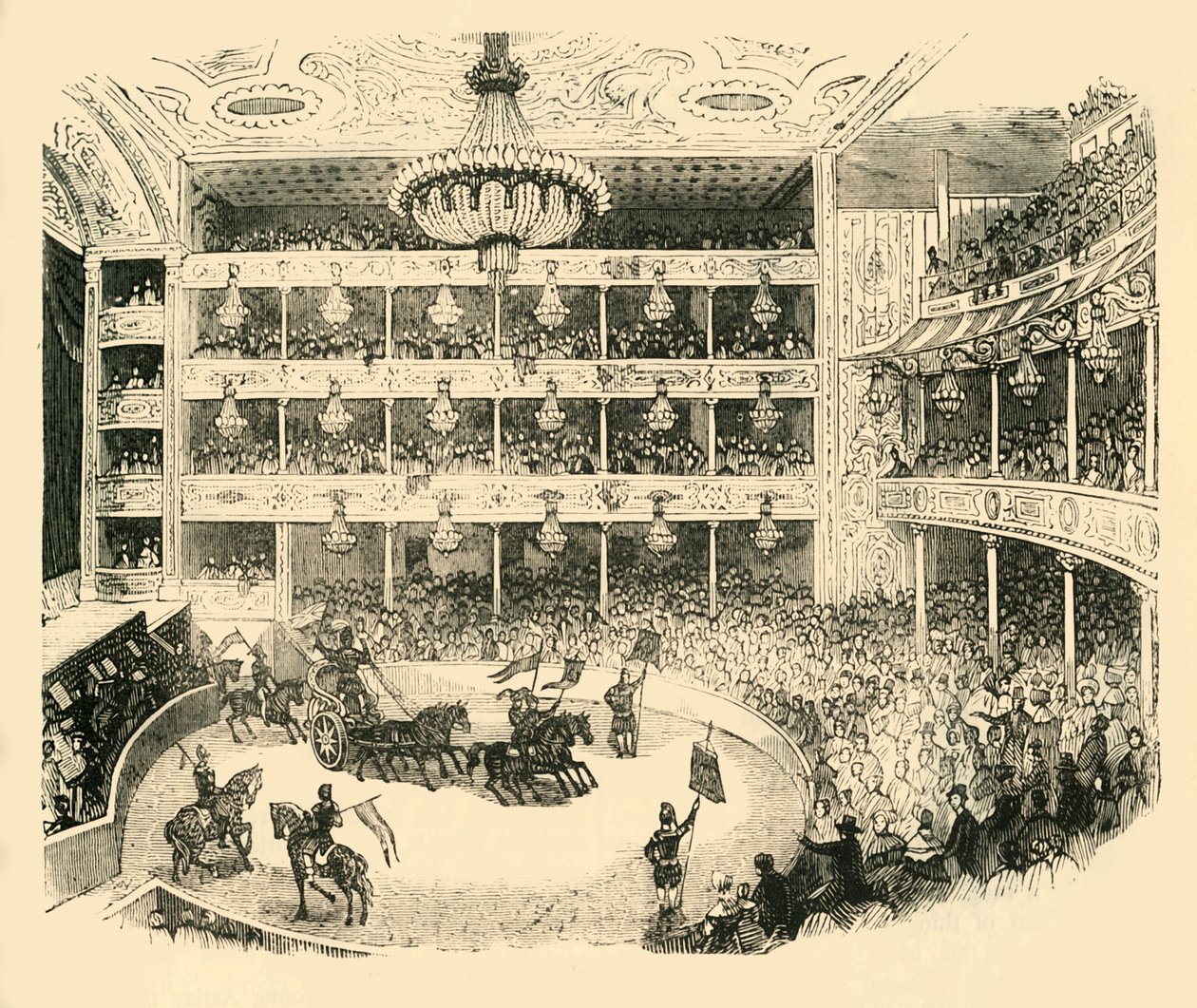 Az Astleys Amfiteátrum belseje 1843-ban, 1878-ban. alkotó: Unbekannt