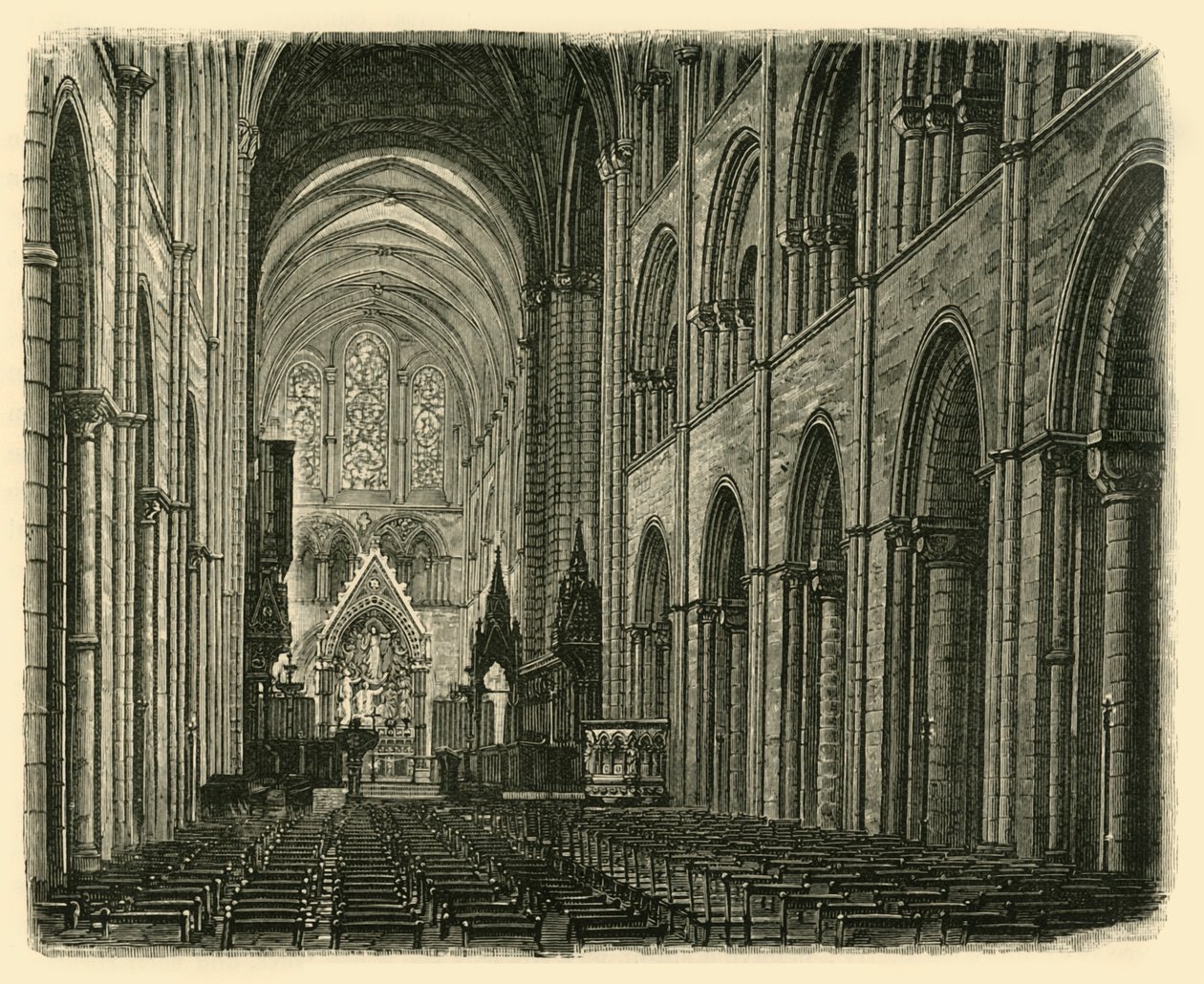 A chichesteri katedrális belseje, Keletre nézve, 1898. alkotó: Unbekannt