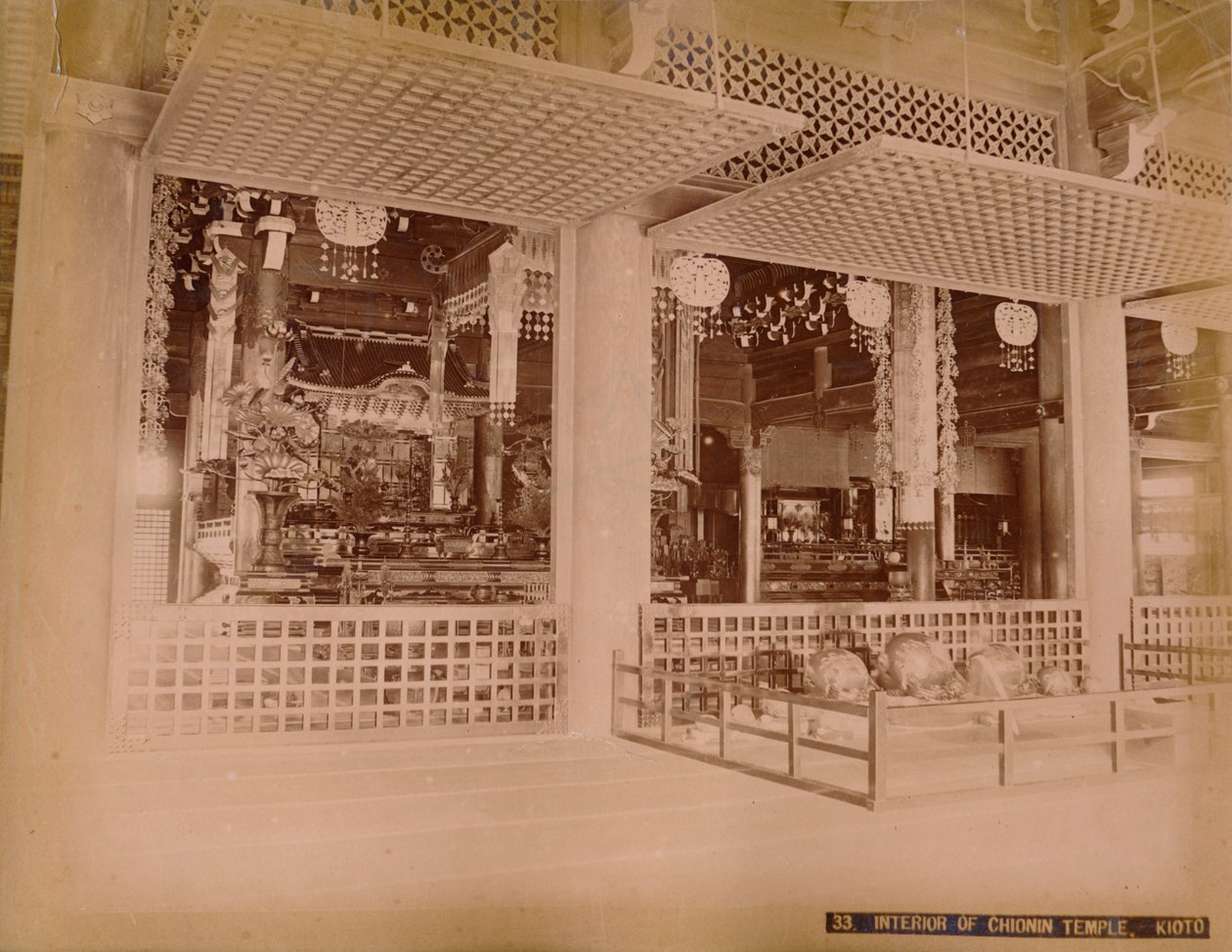 Chionin templom belseje, Kioto, 1890-1900 alkotó: Unbekannt