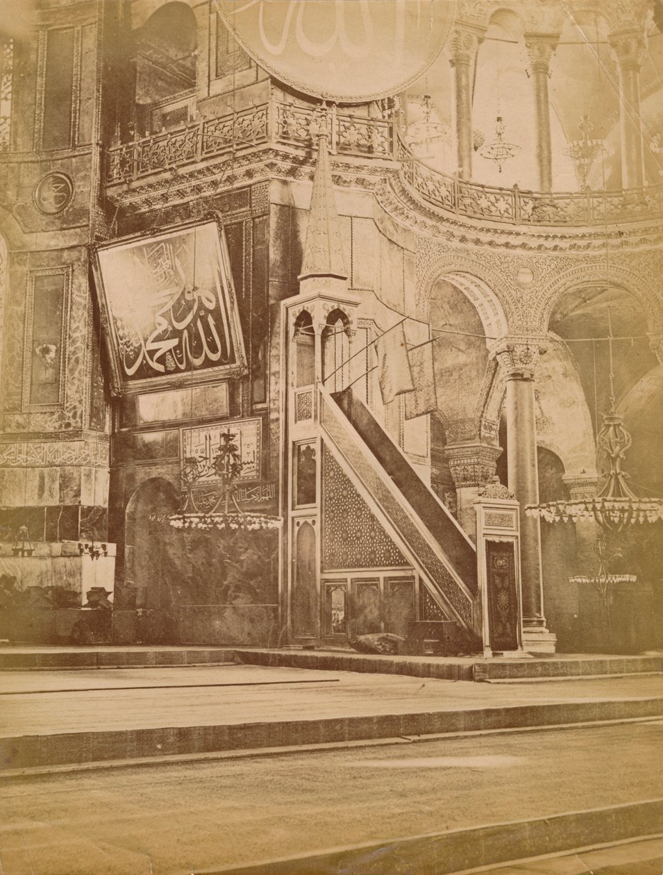 A Hagia Sophia belseje, Isztambul, Törökország, 19. század. alkotó: Unbekannt