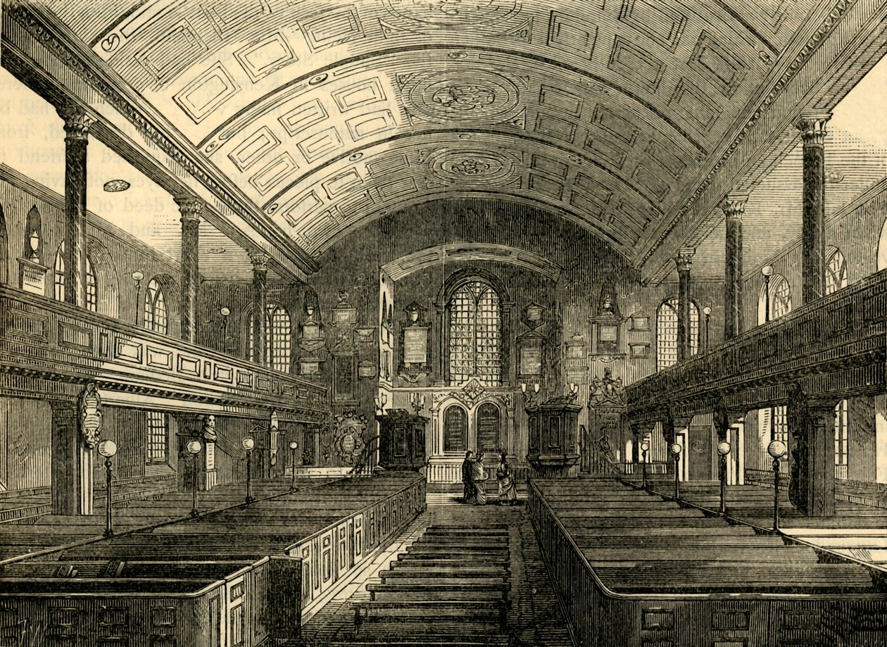 A Kensington-templom belseje, 1850, 1876 körül. alkotó: Unbekannt
