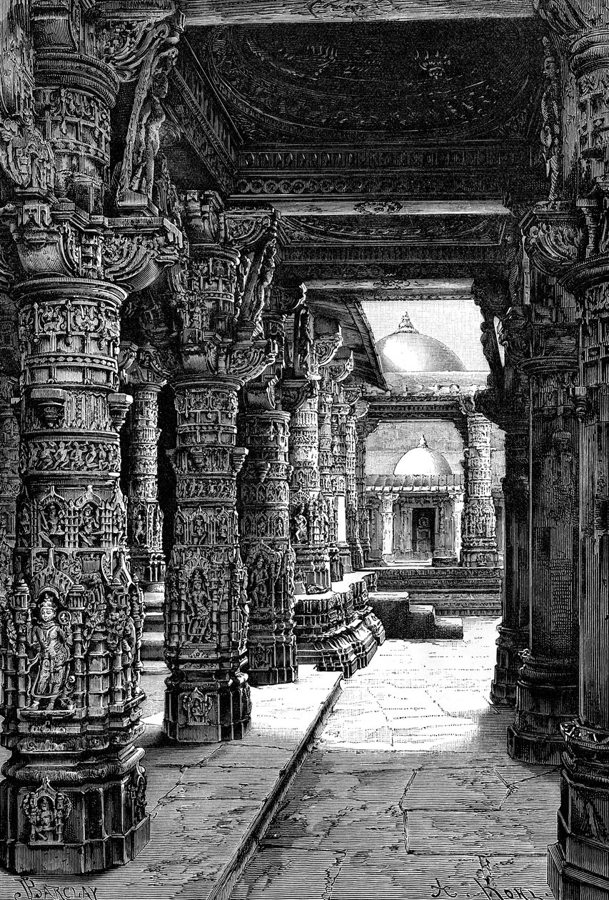 Egy Jaina templom belseje, Mount Abu, Rajasthan, India, 1895 alkotó: Unbekannt