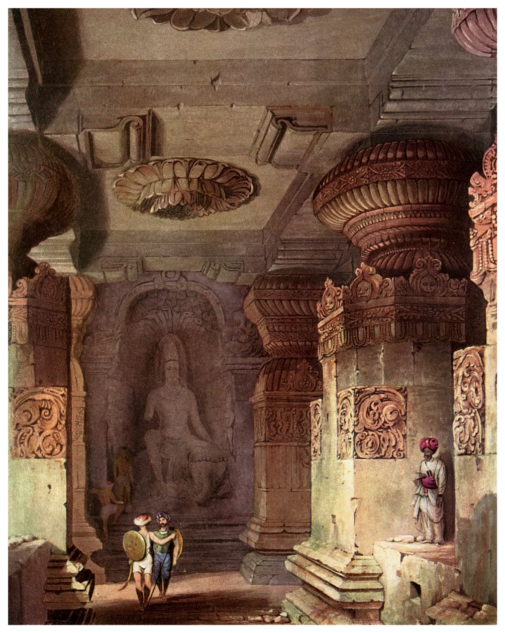 Egy barlangtemplom belseje, Ellora, Maharashtra, India, 19. század, 1956 alkotó: Unbekannt