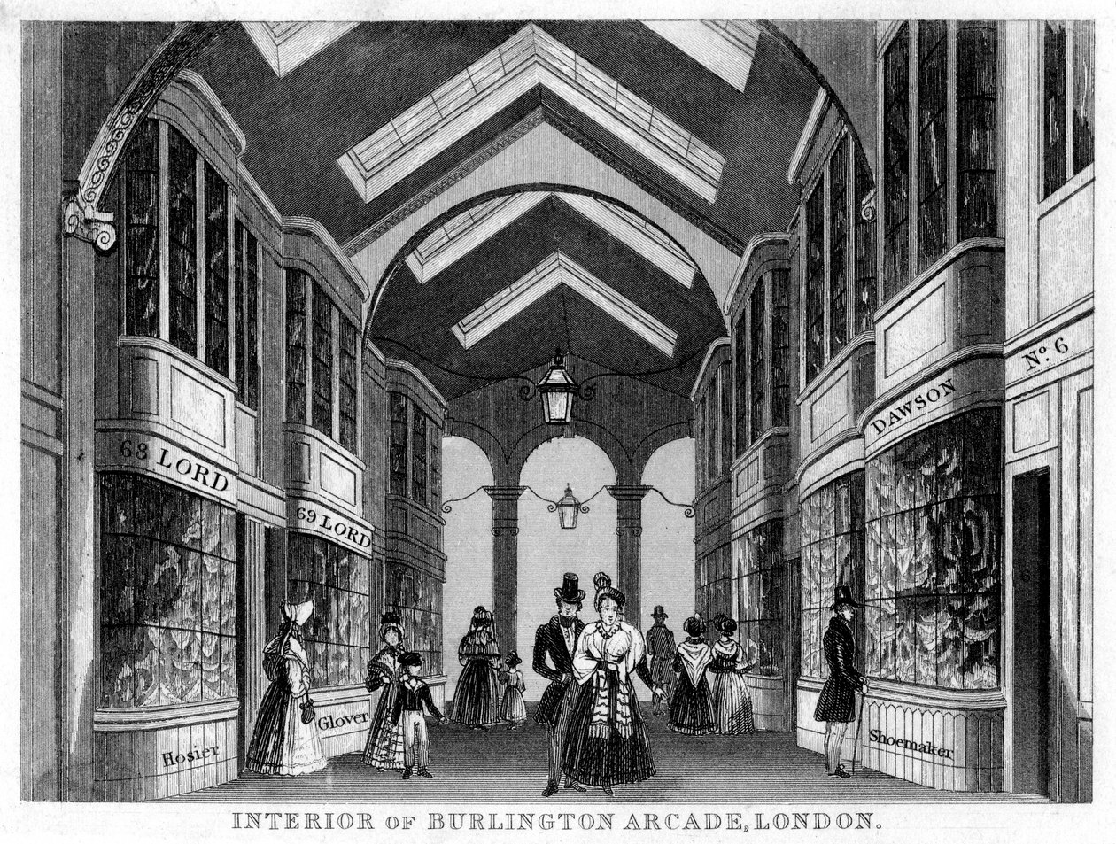 A Burlington Arcade belseje, Westminster, London, 19. század alkotó: Unbekannt