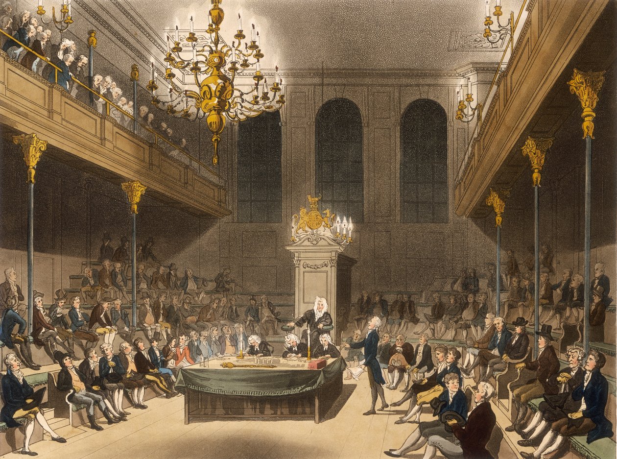 Az alsóház belseje, Westminster, London, 1809 alkotó: Unbekannt