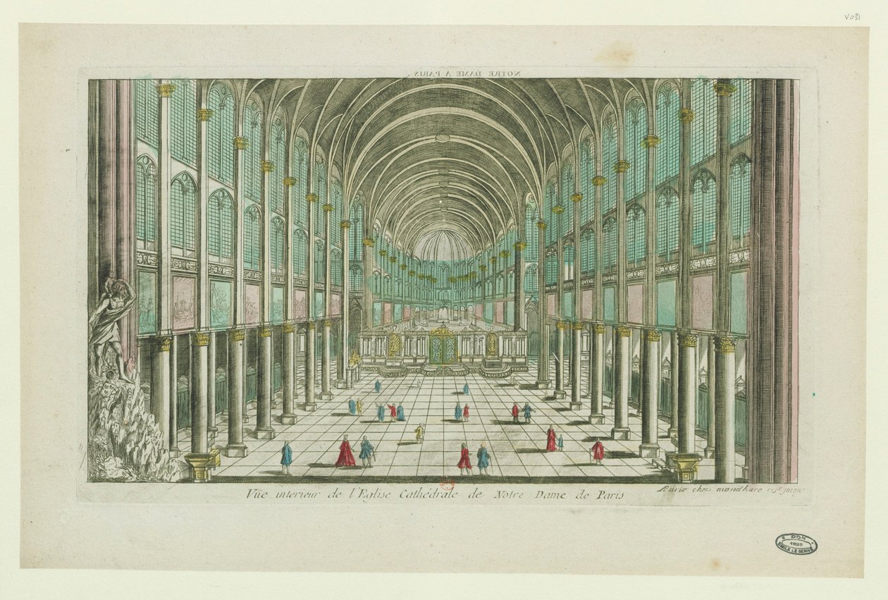 A Notre-Dame de Paris székesegyház belső képe, 1770 körül. alkotó: Unbekannt