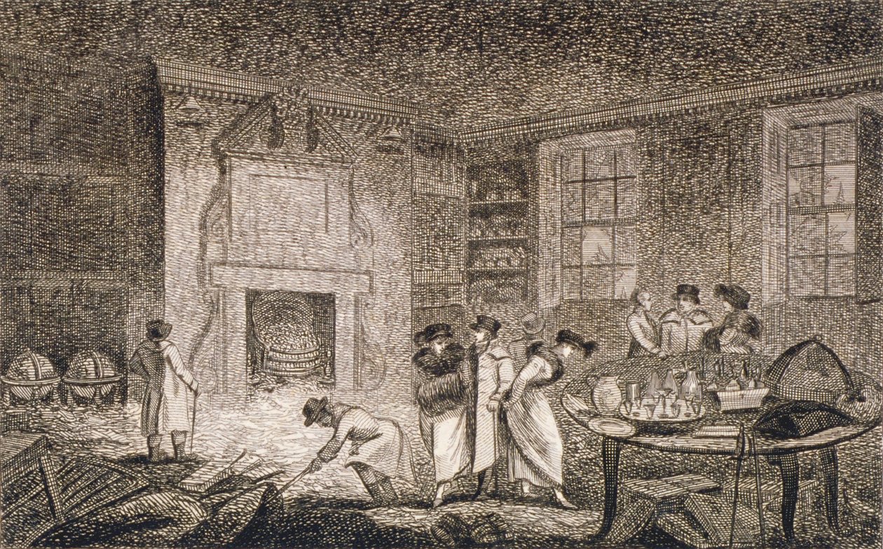 Nathaniel Bentley helyiségének belső képe, Leadenhall Street, City of London, 1804 alkotó: Unbekannt