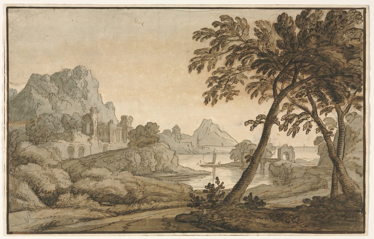 Olasz táj, 1700-as évek. alkotó: Unbekannt