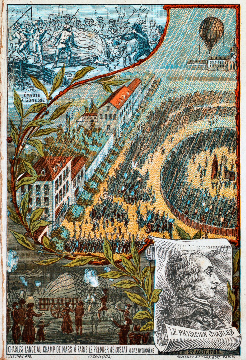 Jacques Charles elindítja első aerosztátját a párizsi Champ de Marsról, 1783 1890-es évek. alkotó: Unbekannt