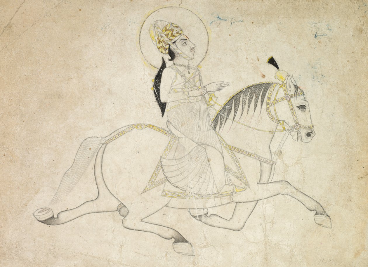 Jai Singh III, Jaipur r. 1818-1835 Lovaglás, c. 1820. alkotó: Unbekannt