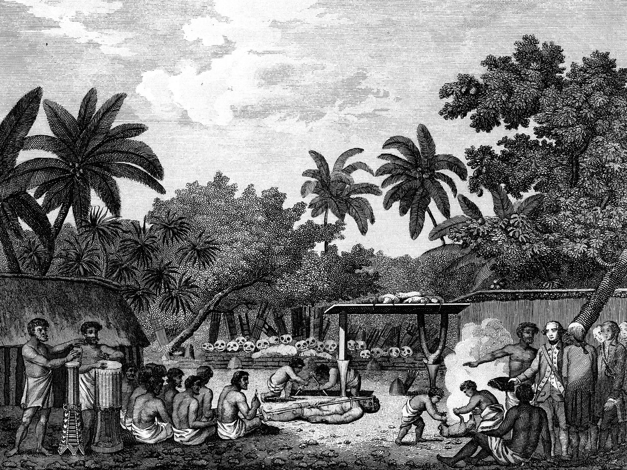 James Cook, angol navigátor emberáldozat tanúja Taihiti Otaheitében c1773 1815 alkotó: Unbekannt