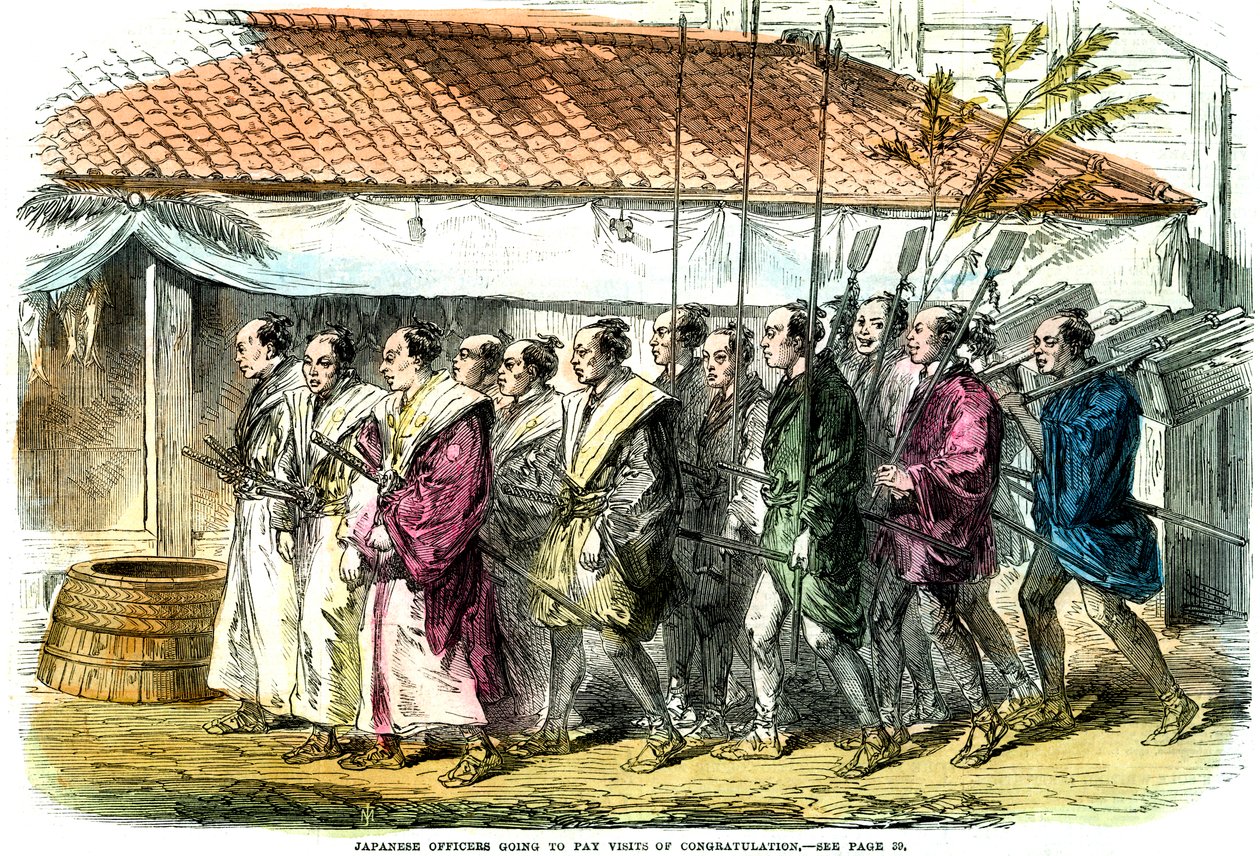 Japán tisztek gratuláló látogatást tesznek, Japán, 1865 alkotó: Unbekannt