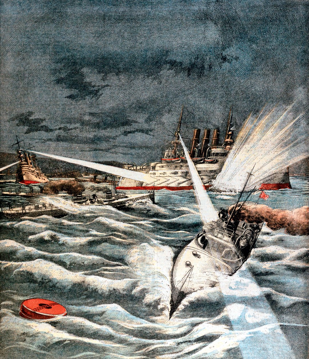 Japán torpedócsónakok meglepetésszerű támadást végrehajtva, orosz-japán háború, 1904 alkotó: Unbekannt