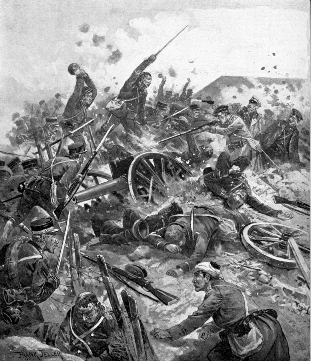Japán csapatok megrohanják az orosz erődöt, orosz-japán háború, 1904-5 alkotó: Unbekannt
