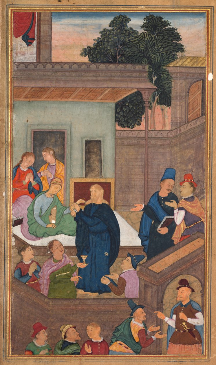 Jézus feltámasztja Jairus lányát a halálból, a Szentség tükréből Mirat al-quds..., 1602-16 alkotó: Unbekannt