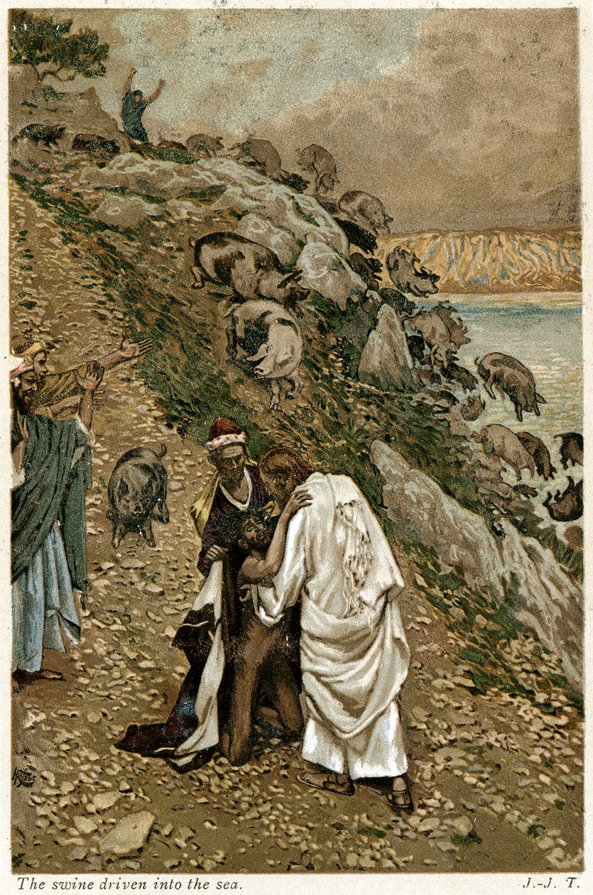 Jézus ördögöket űz ki egy térdelő emberből, 1890 alkotó: Unbekannt