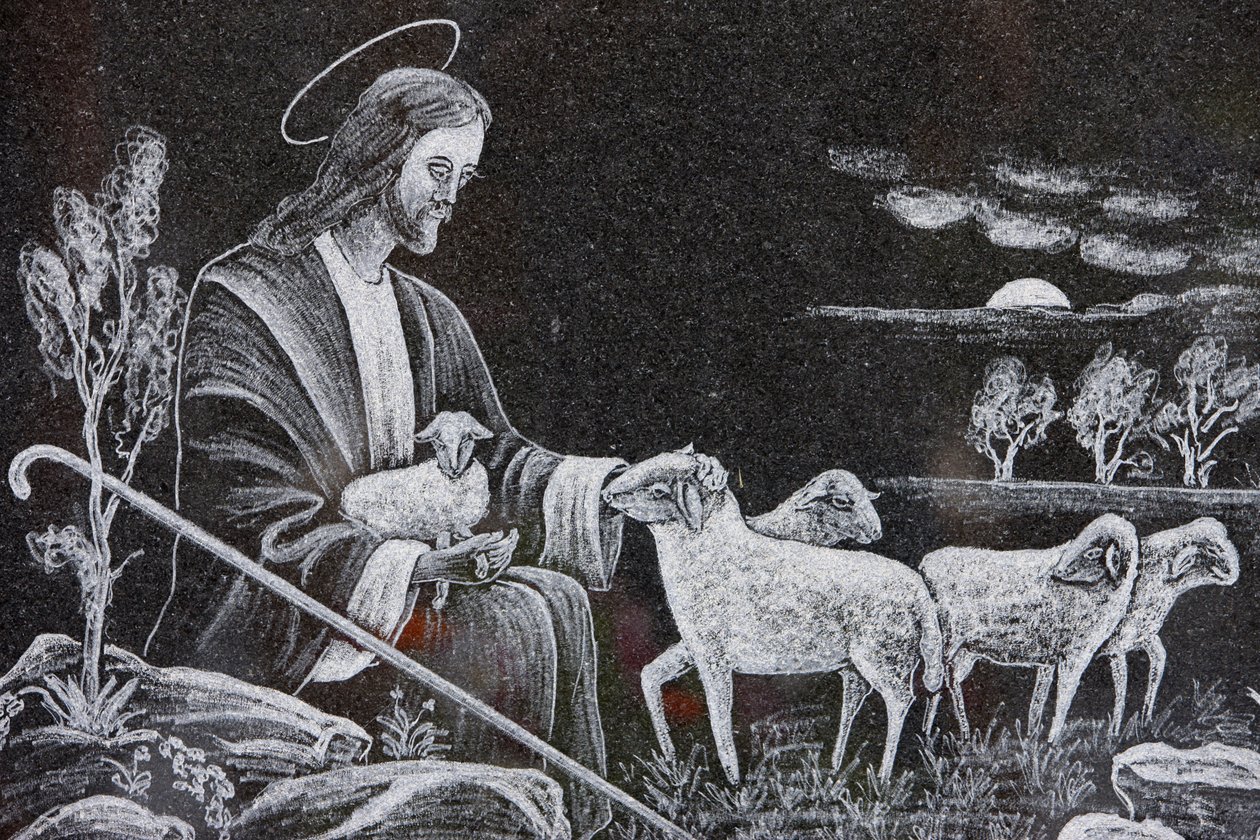 Jézus, a jó pásztor, Saint-Nicolas de Veroce, Franciaország alkotó: Unbekannt
