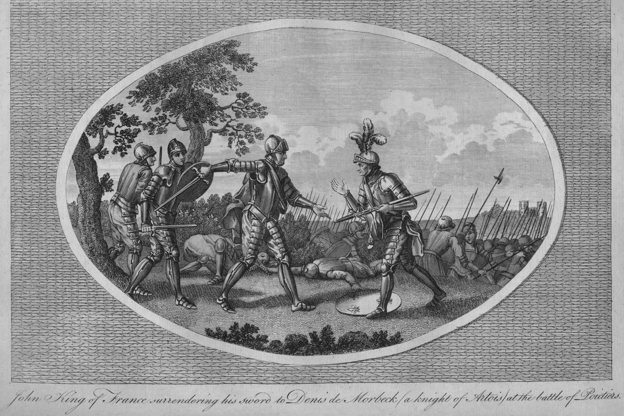 II. francia János átadta kardját Denis de Morbecknek a poitiers-i csatában, 1356 1793 alkotó: Unbekannt