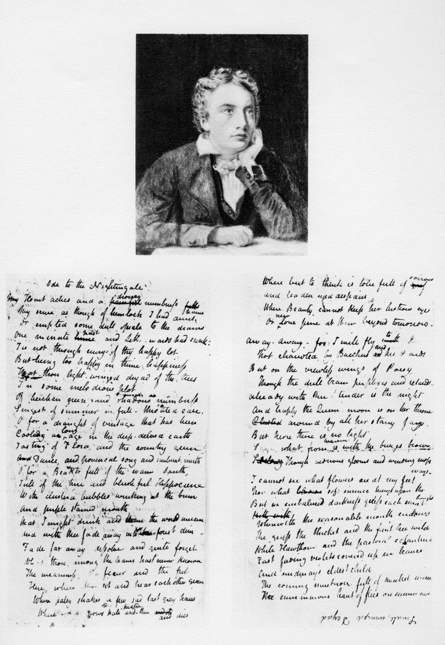 John Keats angol költő és Óda egy csalogányhoz, 1819, 1958 alkotó: Unbekannt