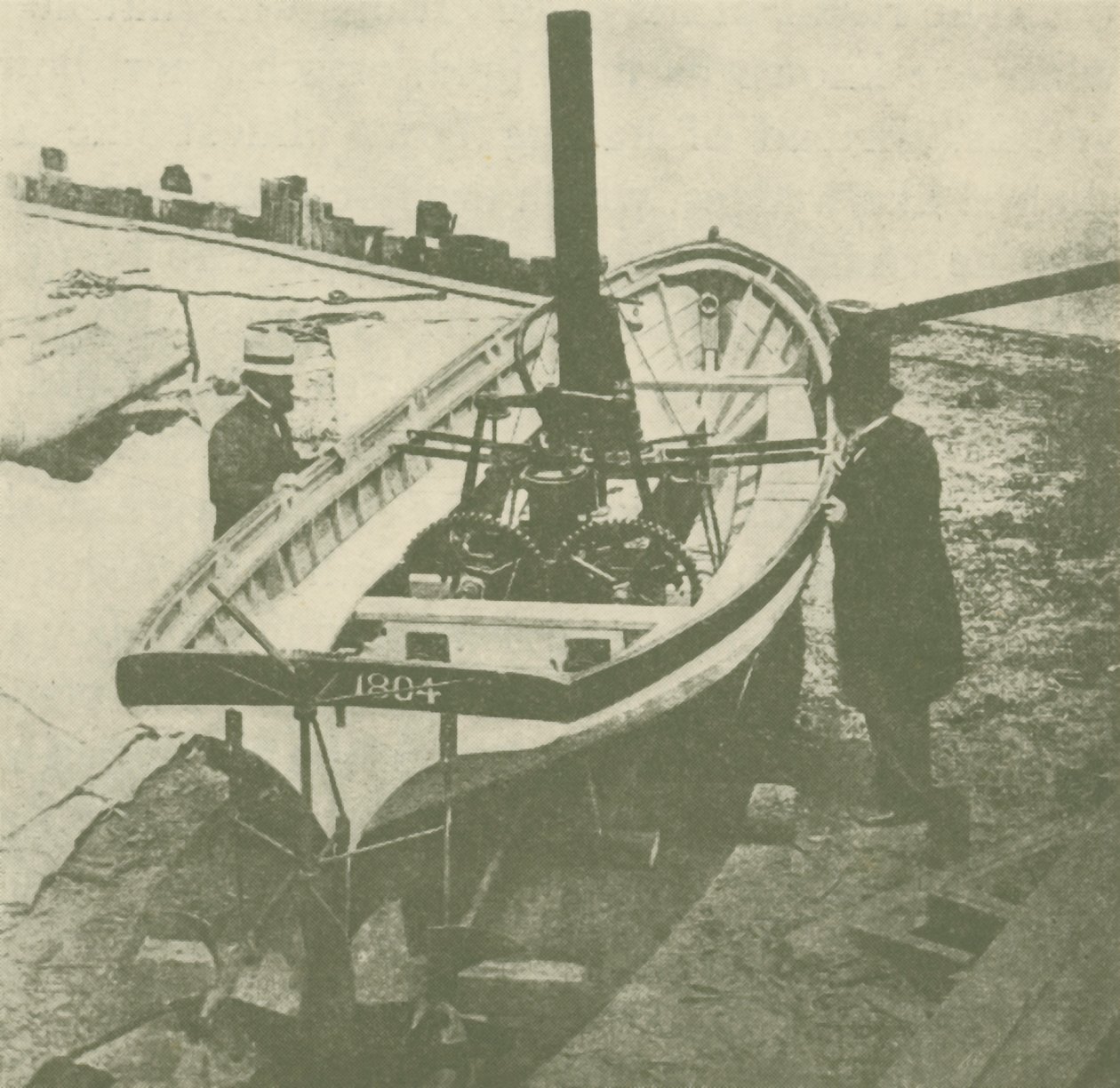 John Stevenss ikercsavaros gőzhajó, 1804-ben, 1930 körül épült. alkotó: Unbekannt