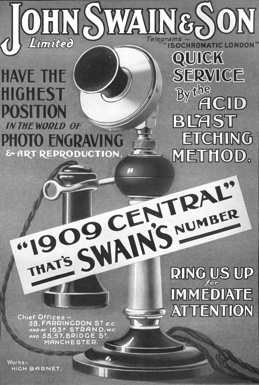 John Swain & Son Limited hirdetés, 1907 alkotó: Unbekannt