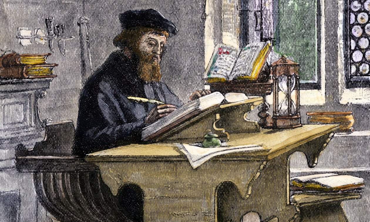 John Wycliffe munka közben, 19. század alkotó: Unbekannt