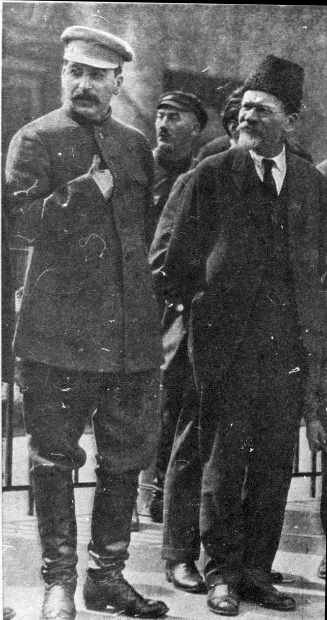 Josef Sztálin és Mihail Kalinin, szovjet vezetők, 1930-as évek alkotó: Unbekannt