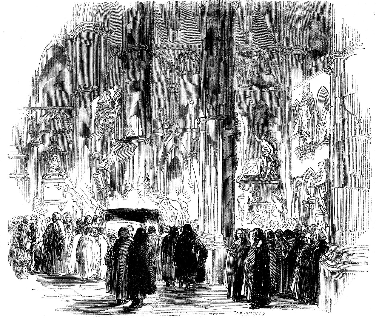 Joseph Addisons fáklyás temetés a Westminster Abbeyben, 1719 c1850 alkotó: Unbekannt