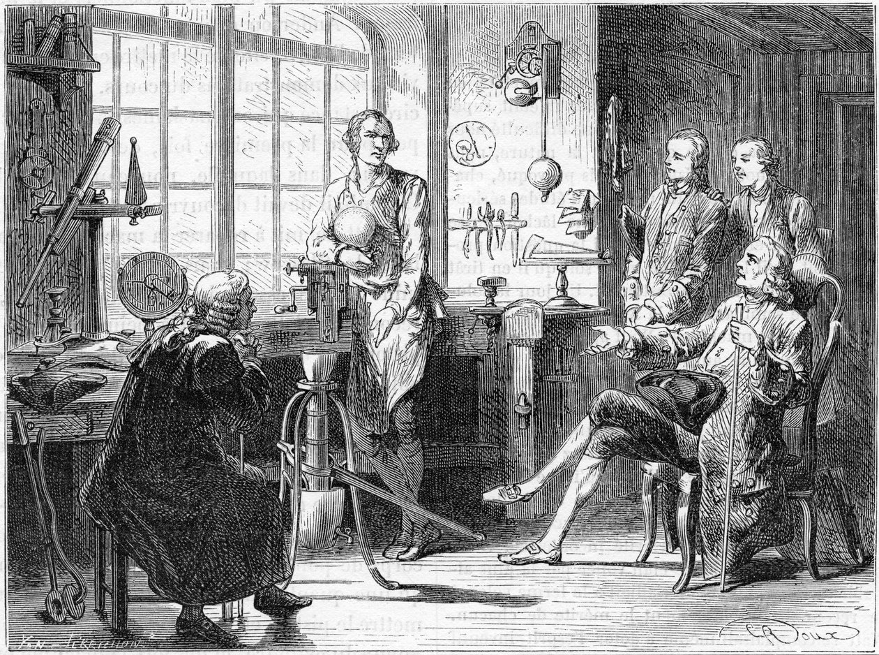 Joseph Black meglátogatja James Watt glasgow-i műhelyében, c1760 c1879 alkotó: Unbekannt