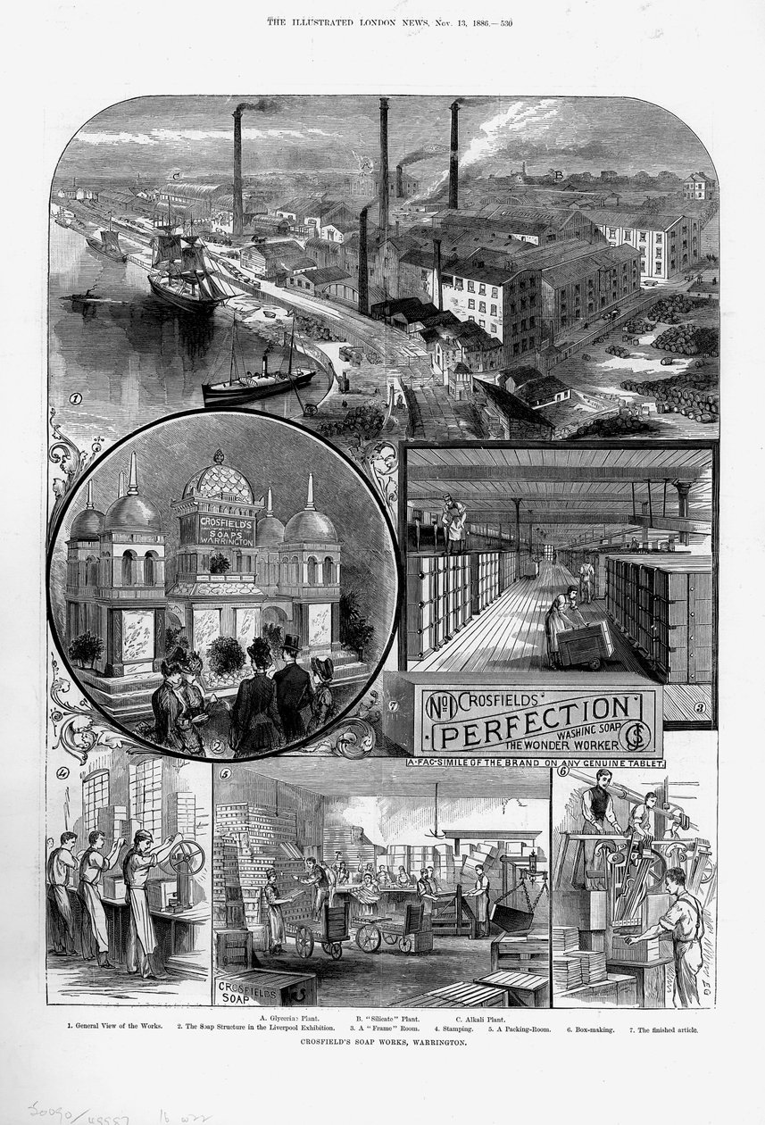 Joseph Crosfield and Sons szappangyár a Bank Quay-ben, Warrington, Cheshire, 1886 alkotó: Unbekannt