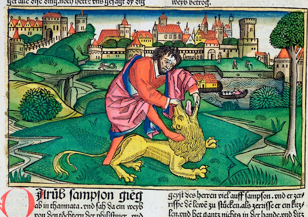 Bírák 14:5-9: Sámson megöli az oroszlánt alkotó: Unbekannt