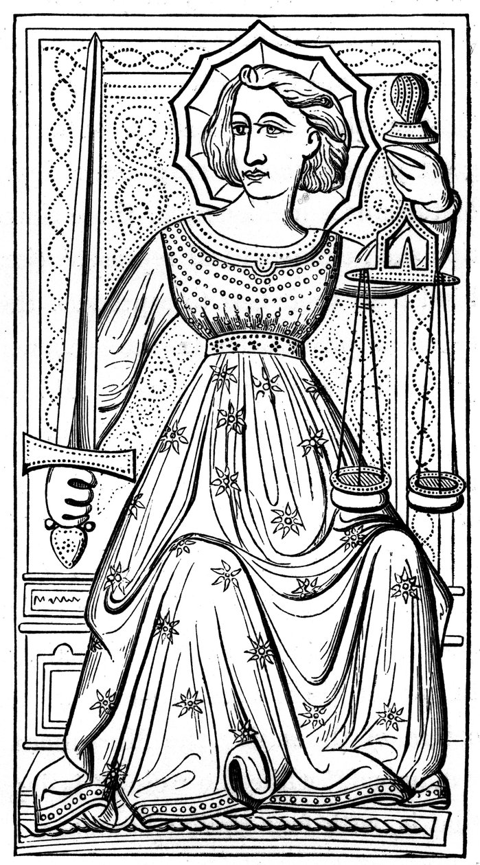 Igazságszolgáltatás, tarotkártya, 14. század, 1870 alkotó: Unbekannt