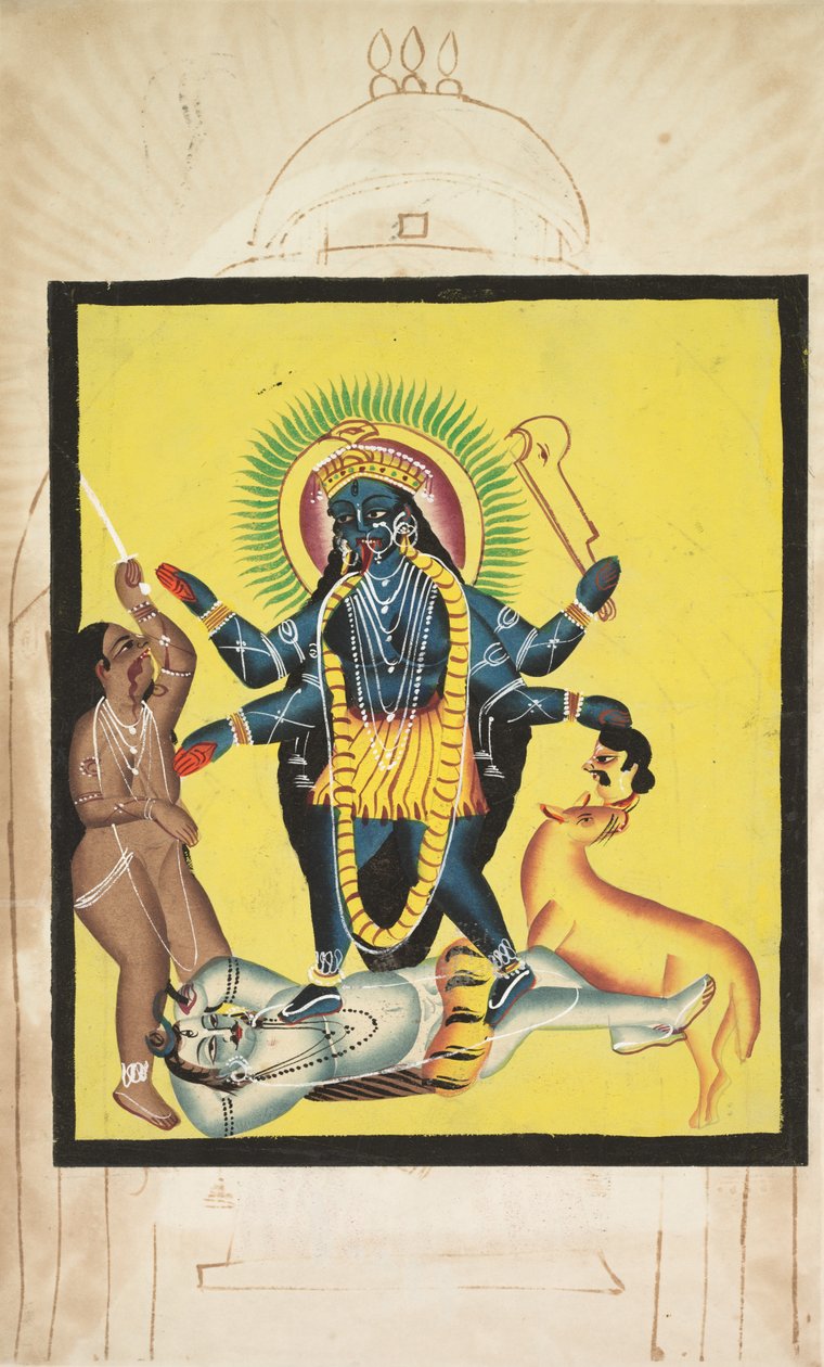 Kali Shiván állva, 1800-as évek. alkotó: Unbekannt