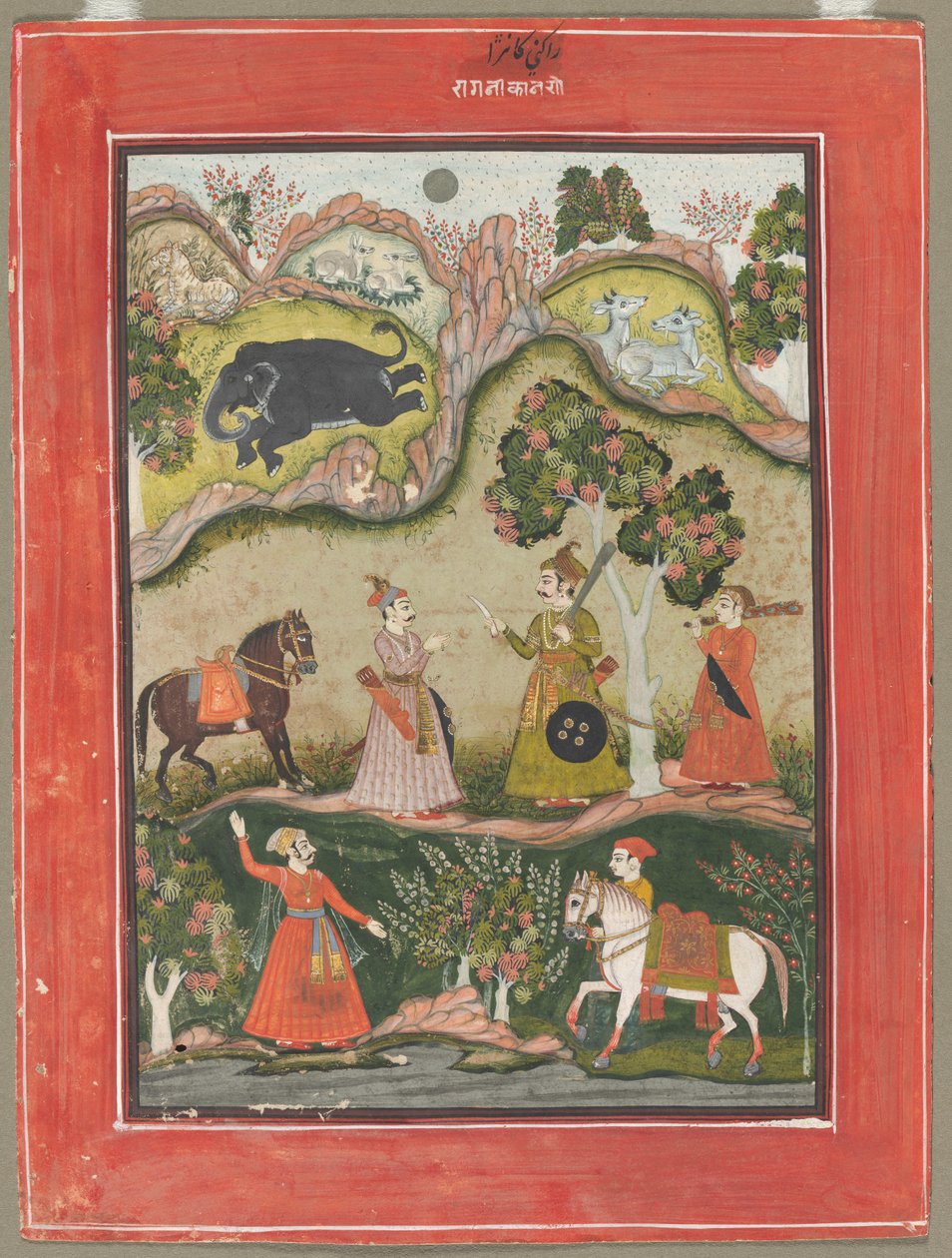Kanhara Ragini: Song of Inspiration to Krishna for Killing the Elephant Demon..., c. 1760. alkotó: Unbekannt