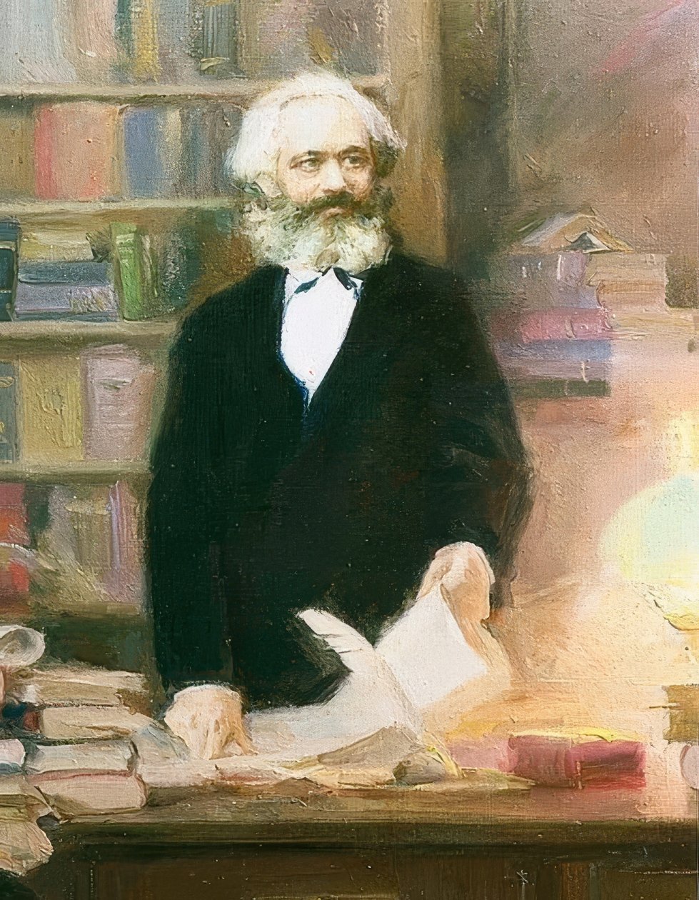 Karl Marx a dolgozószobájában. 1875 körül alkotó: Unbekannt