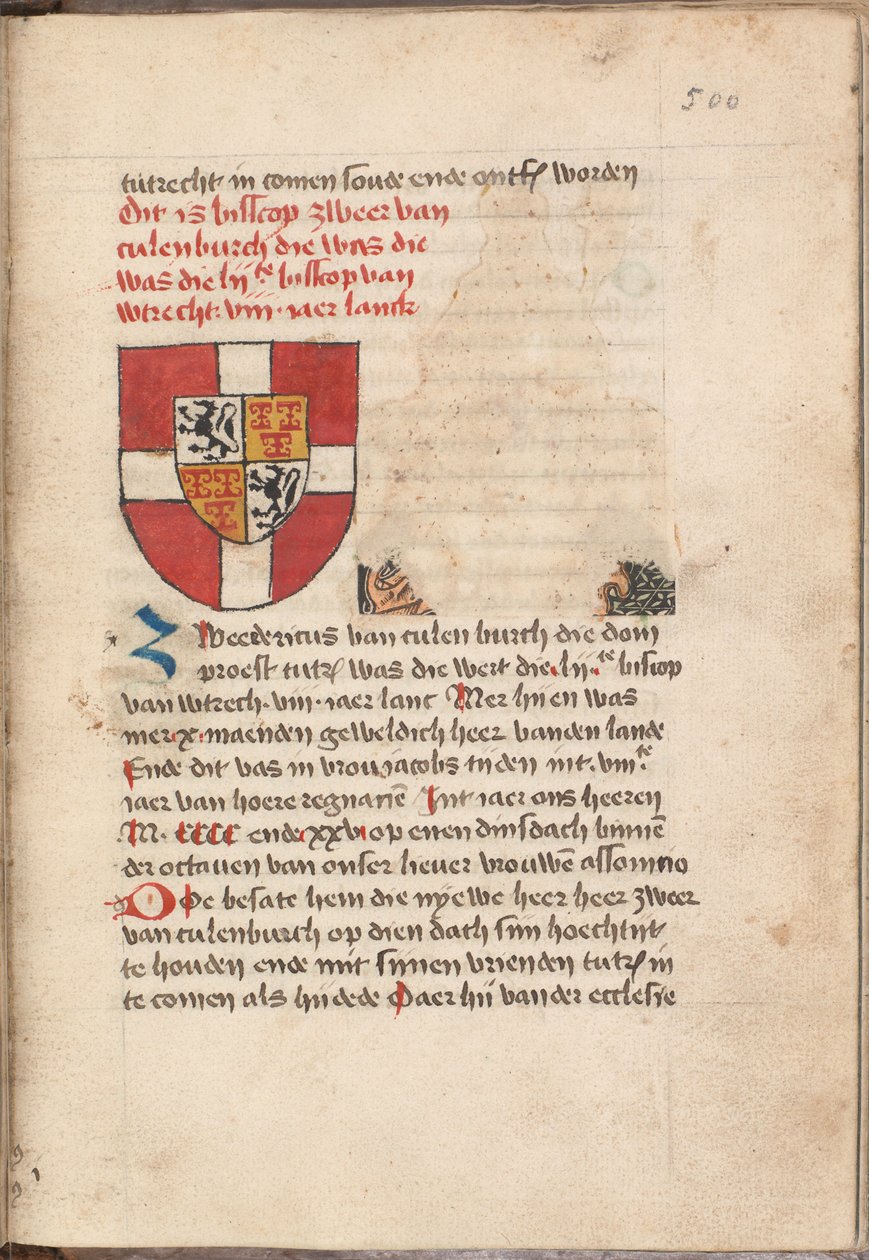Kattendijk-krónika - Hollandia, Zeeland és Friesland története vagy krónikája, Utrecht alapításáról és számos alább említett országról - KB KW 1900 A 008, folium 500r alkotó: Unbekannt