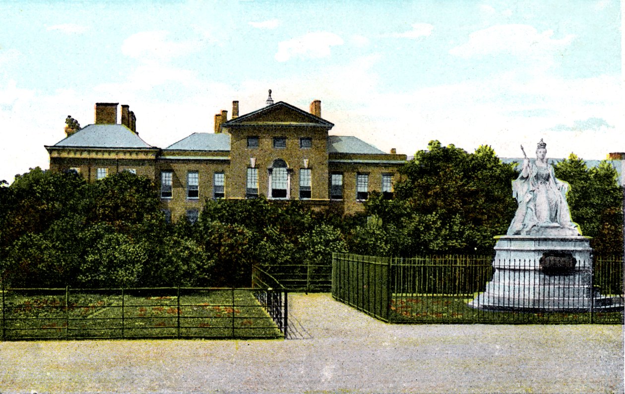 Kensington-palota és Viktória királynő szobra, London, XX. század alkotó: Unbekannt