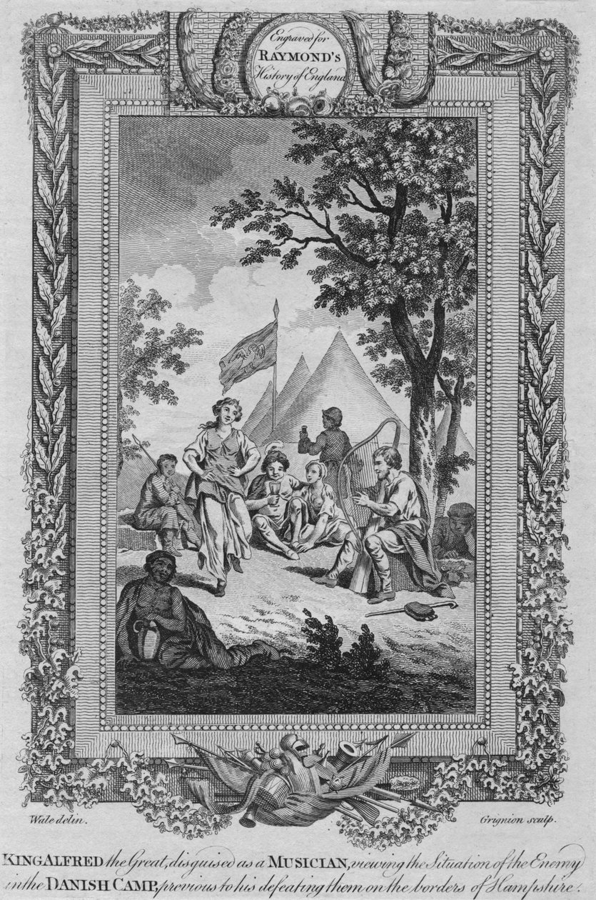 Nagy Alfréd király zenésznek álcázva nézi az ellenség helyzetét, 1787 alkotó: Unbekannt